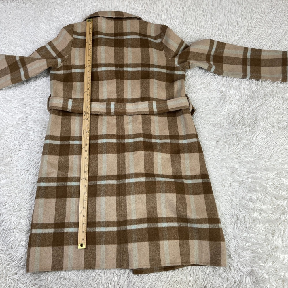 NWT Banana Republic Jacket Womens S Khaki Plaid Double Face Long Tie Waist Coat - Picture 12 of 13